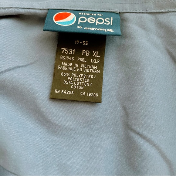 Pepsi Blue Button Down Uniform Dress Shirt Long Sleeves XL - Picture 8 of 9